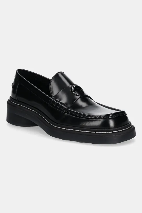 Marine Serre leather loafers Shiny Leather Ms Loaf flat black WFW046A.RLEA0018