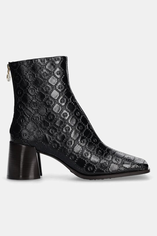 Marine Serre leather ankle boots Moonogram Embossed Leather Ms Block WFW037A.CLEA0051 black AW24