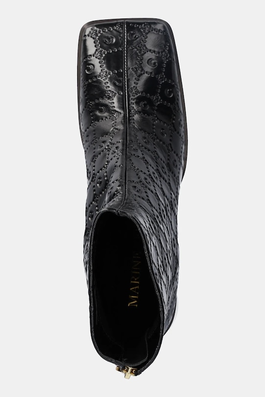 Marine Serre leather ankle boots Moonogram Embossed Leather Ms Block black WFW037A.CLEA0051