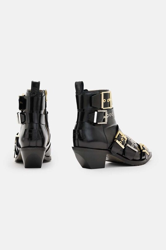 Кожаные полусапожки AllSaints Jane Buckle Boot W019FB чёрный