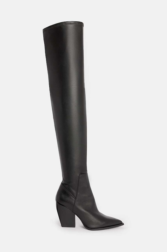 Čizme AllSaints Lara Boot zrnata koža crna W099FB