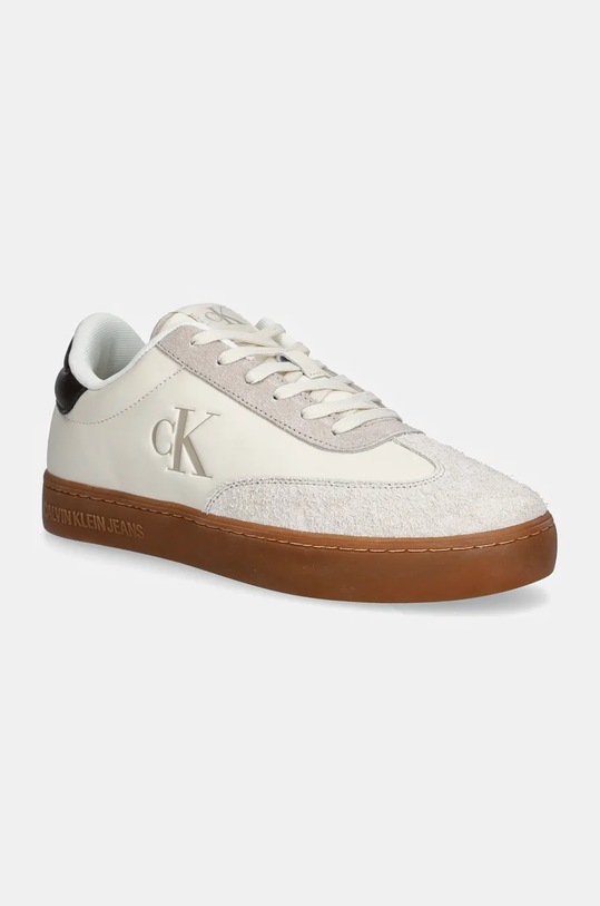 Calvin Klein Jeans sneakersy skórzane CLASSIC CUPSOLE LOW skóra zamszowa beżowy YM0YM01272