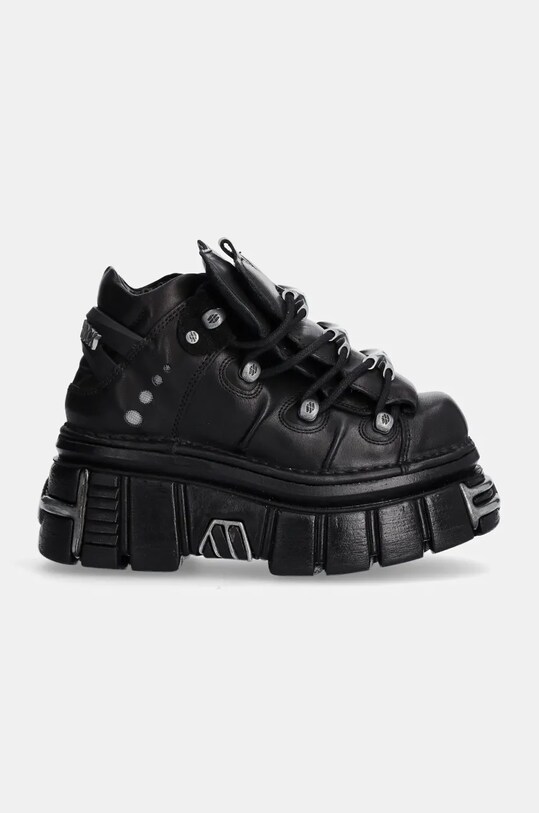 Шкіряні кросівки New Rock Nomada Negro + Tower Negro Lateral E14 Acero M.106.S112 чорний AA00