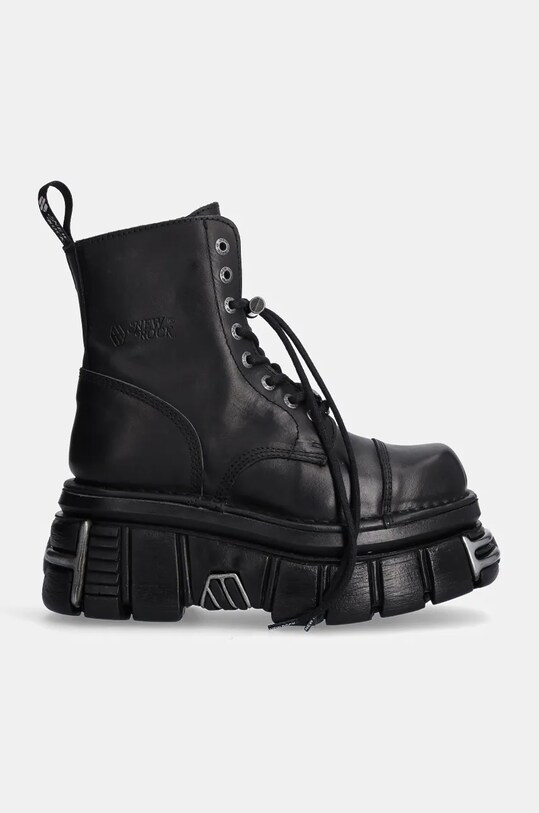 Kožené workery New Rock Nomada Negro + Tower Negro Acero E14 M.NEWMILI083.S37 černá AA00