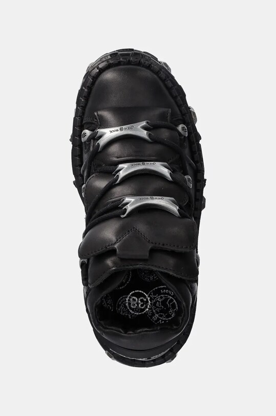 New Rock sneakers in pelle Crust Negro + Tank Casco Negro nero M.WALL106.S25
