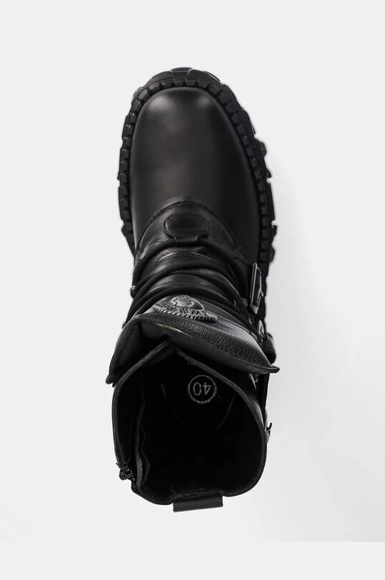 Кожаные полусапоги New Rock Itali Negro Nomada Negro + Tank Casco Negro чёрный M.WALL373.S11
