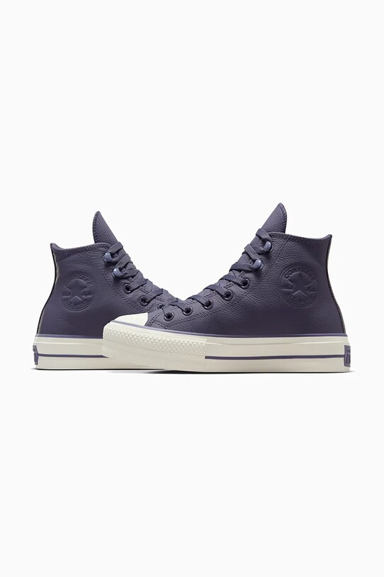 Δερμάτινα ελαφριά παπούτσια Converse Chuck Taylor All Star Lift μωβ A11159C