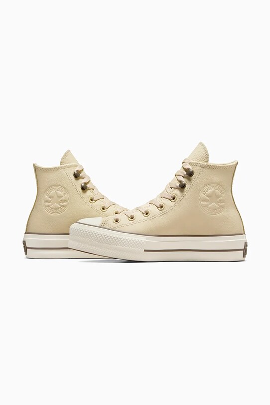 Converse teniși de piele Chuck Taylor All Star Lift bej A11158C