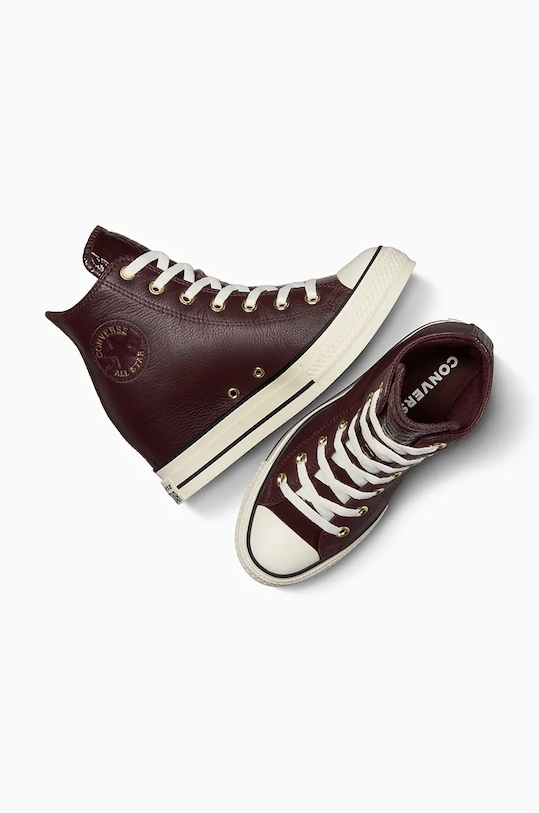 Obuwie Converse trampki skórzane Chuck Taylor All Star Wedge A12349C brązowy