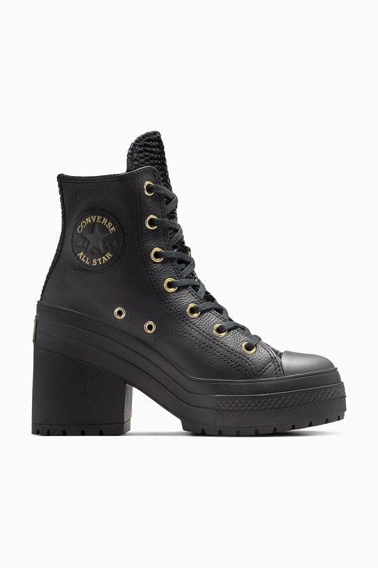 Шкіряні кеди Converse Chuck 70 De Luxe Heel платформа чорний A12346C