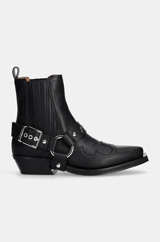 Kaubojske cipele GANNI Fitted Chelsea Western Boot S2744 crna AW24