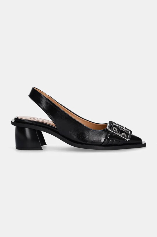 Lodičky GANNI Feminine Buckle Slingback Pump Naplack S2892 černá AW24