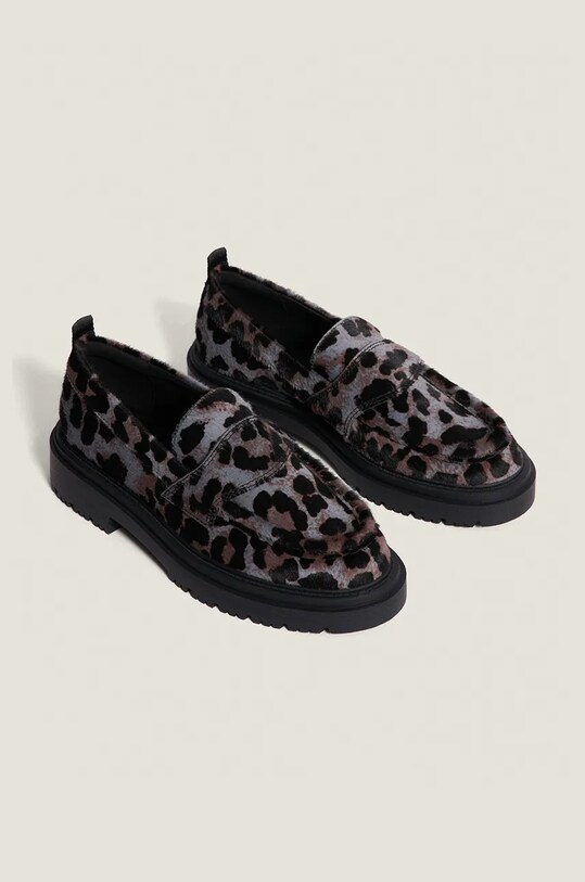 Hoff mokasyny skórzane MOCASIN LEOPARD GRIS 22428003 szary AW24