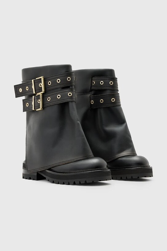 Kožené členkové topánky AllSaints Drew Boot W158FB čierna AW24