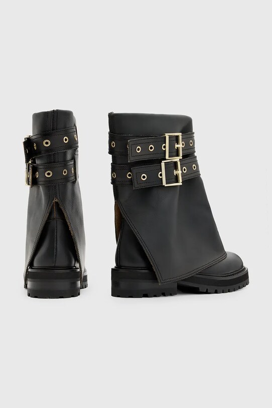Kožené členkové topánky AllSaints Drew Boot W158FB čierna
