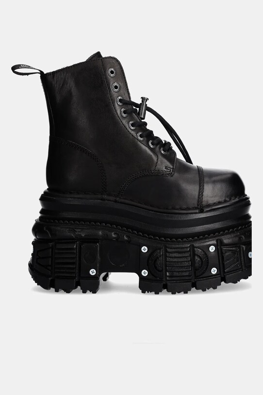 New Rock leather biker boots CRUST NEGRO + TANK NEGRO TORNILLOS E-34 M.MILI083CCT.C4 black AW24