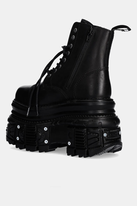 Boty Kožené workery New Rock CRUST NEGRO + TANK NEGRO TORNILLOS E-34 M.MILI083CCT.C4 černá