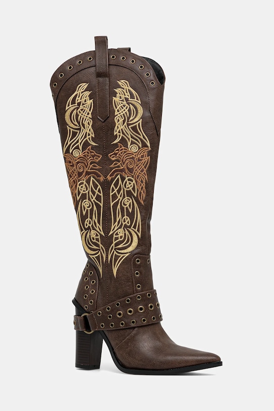 Koi Footwear kowbojki x Twilight Children Of The Moon Cowboy Boots imitacja skóry licowej brązowy FW01