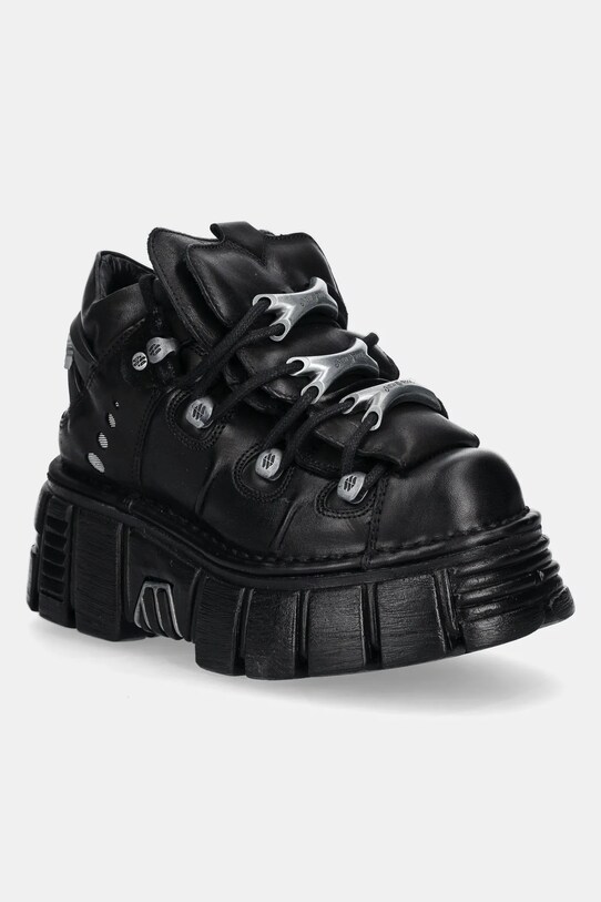 Шкіряні кросівки New Rock Itali Negro + Nomada Negro + Tower Negro Lateral платформа чорний M.106.C66