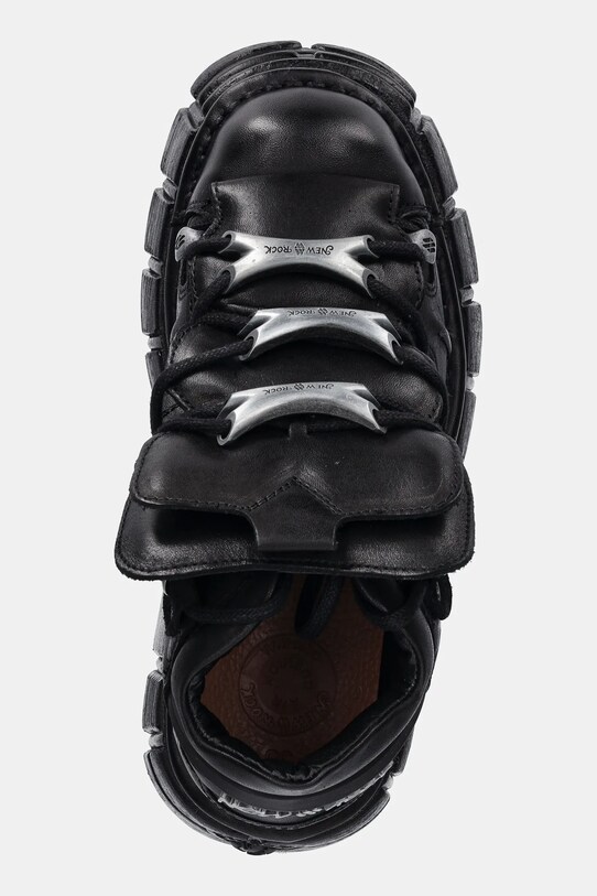 Кожаные кроссовки New Rock Itali Negro + Nomada Negro + Tower Negro Lateral чёрный M.106.C66
