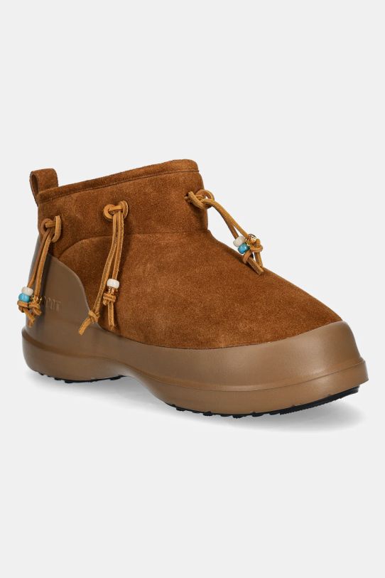 Μπότες χιονιού σουέτ Moon Boot MB LUNA LOW SUEDE BEADS χωρίς φερμουάρ καφέ 80D2480100.M008