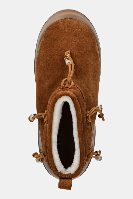 Замшеві чоботи Moon Boot MB LUNA LOW SUEDE BEADS коричневий 80D2480100.M008