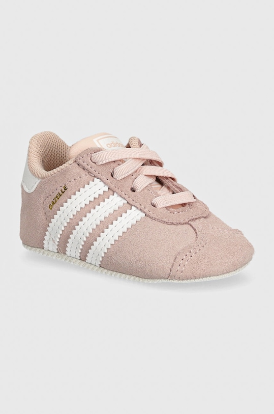 Δερμάτινα βρεφικά παπούτσια adidas Originals GAZELLE CRIB χωρίς μόνωση ροζ JI2045