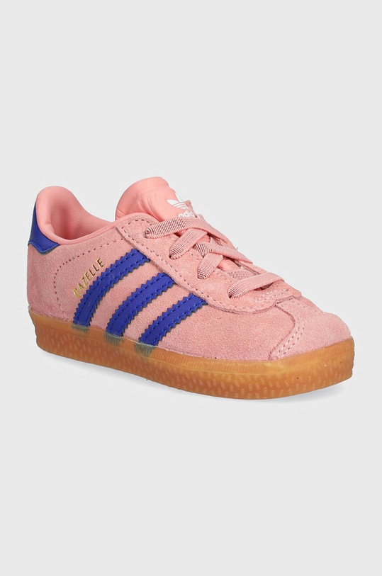 Dječje tenisice adidas Originals GAZELLE CF EL brušena koža roza IH2781