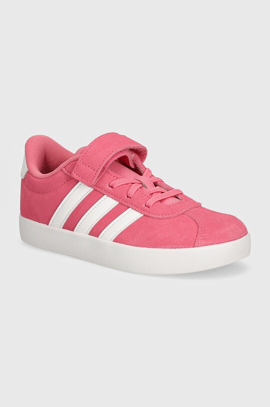 Детские замшевые кроссовки adidas VL COURT 3.0 EL C имитация натуральной кожи розовый IH4954