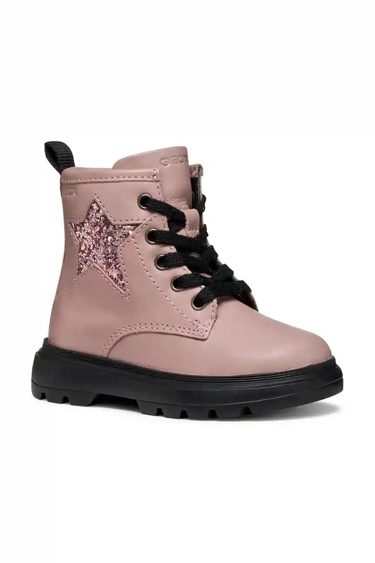 Geox ghete din piele pentru copii KIDDARTAH cu snur roz B465YA.085EW.20.23