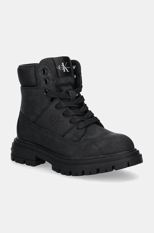 Calvin Klein Jeans scarpe invernali bambini finta pelle fiore nero V3X5.81095.30.34