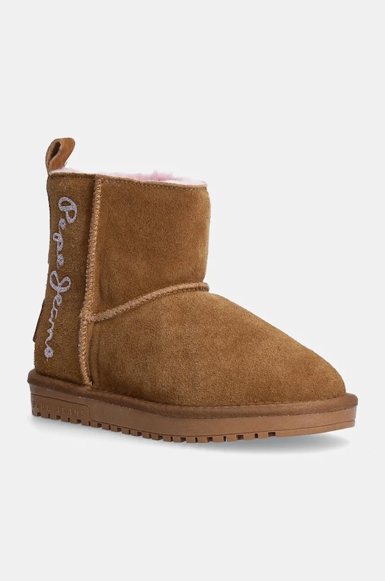 Dječje cipele za snijeg od brušene kože Pepe Jeans DISS TOP brušena koža smeđa PGS50199