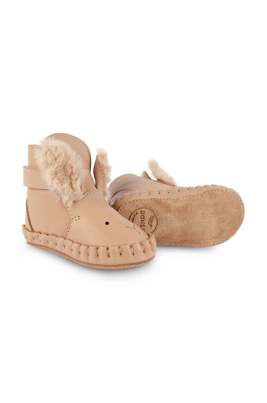 Δερμάτινα βρεφικά παπούτσια Donsje Kapi Exclusive Booties Fluffy Bunny ελαφρώς μονωμένα πορτοκαλί 1028103.