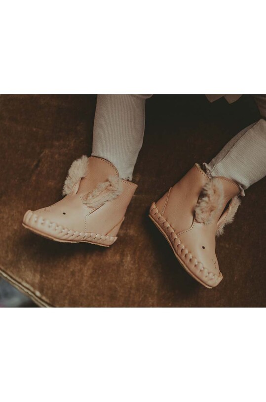 Кожаные кроссовки для младенцев Donsje Kapi Exclusive Booties Fluffy Bunny 1028103. оранжевый
