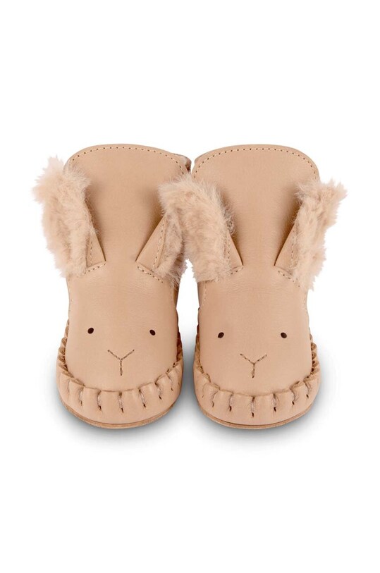 Δερμάτινα βρεφικά παπούτσια Donsje Kapi Exclusive Booties Fluffy Bunny πορτοκαλί 1028103.