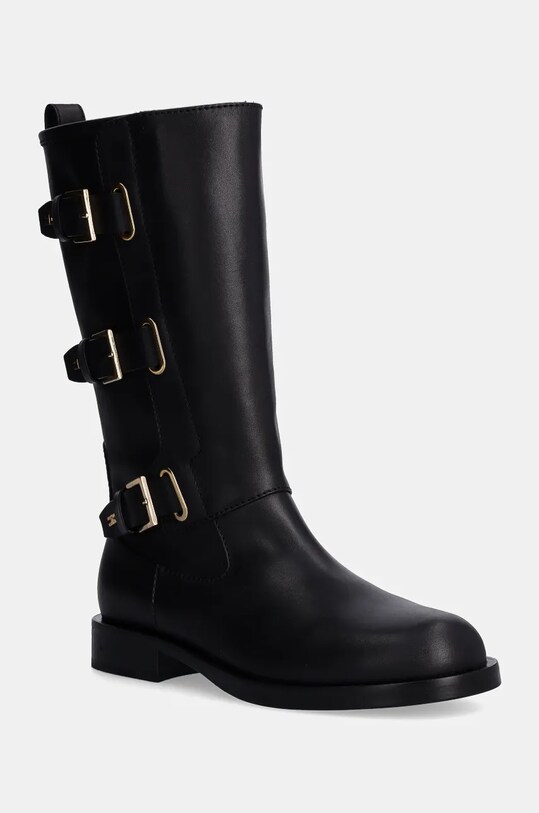 Кожаные полусапожки Elisabetta Franchi без утепления чёрный F4A6.E0159.1251