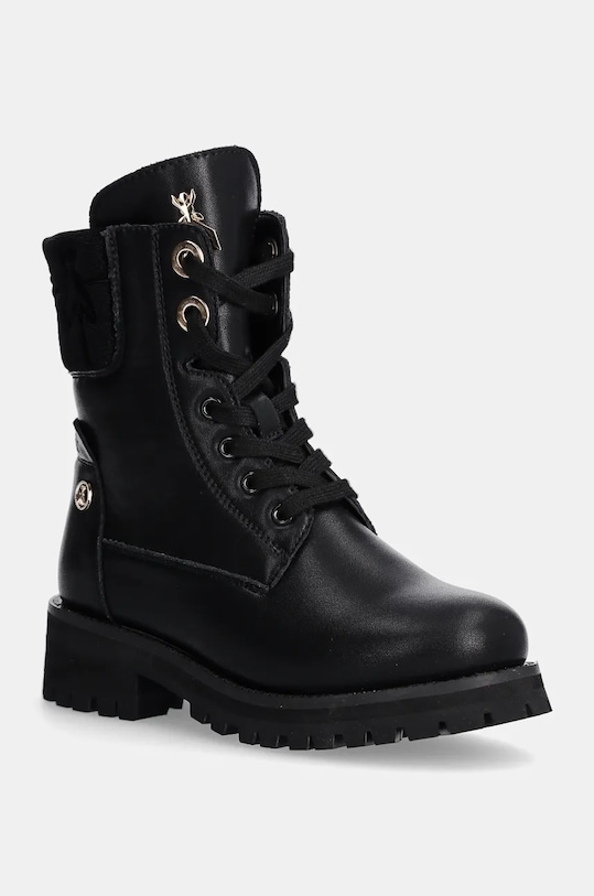 Patrizia Pepe bocanci din piele pentru copii cu snur negru PPJ934.31.34