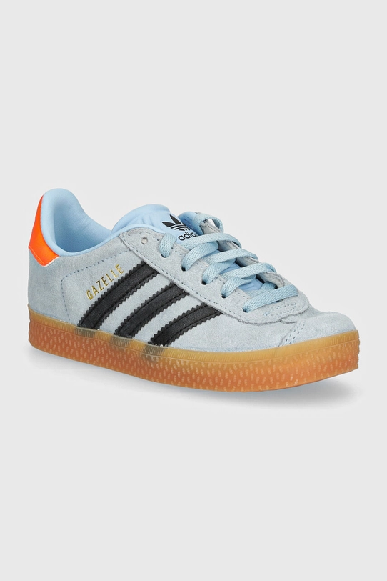 Детские замшевые кроссовки adidas Originals GAZELLE C имитация натуральной кожи голубой ID6554