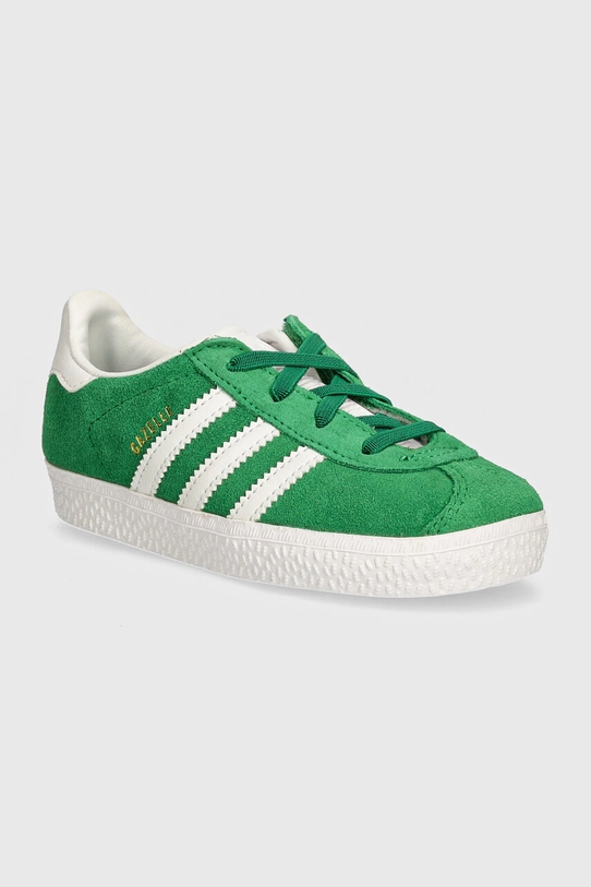 Дитячі замшеві кросівки adidas Originals GAZELLE CF EL імітація лицьової шкіри зелений IH0363