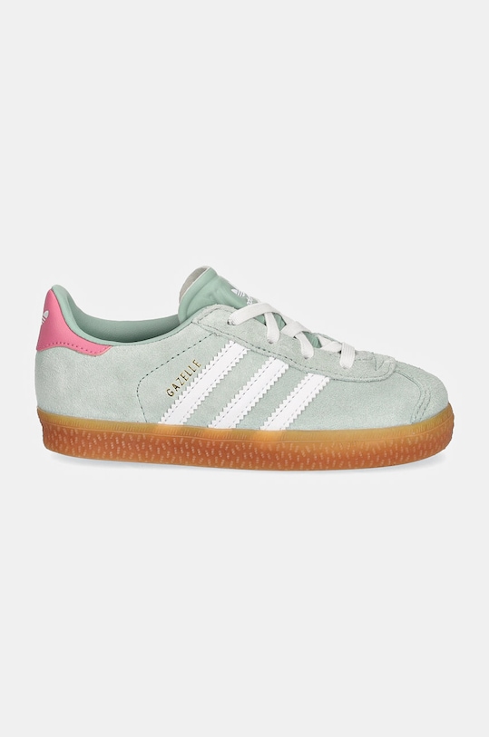 Dječje tenisice od brušene kože adidas Originals GAZELLE CF EL IH2782 zelena AW24