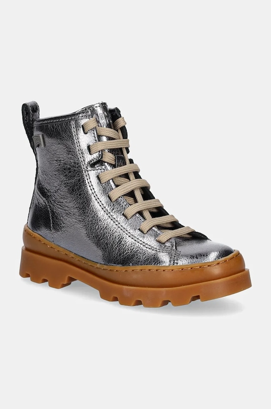 Detské zimné kožené topánky Camper Brutus jemné zateplenie strieborná K900179.020.28.38