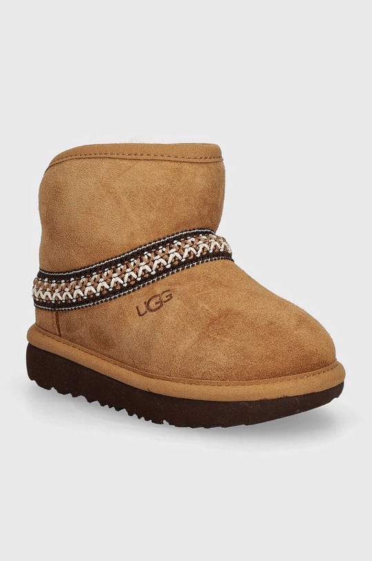 UGG śniegowce zamszowe dziecięce CLASSIC MINI CRESCENT brak zapięcia brązowy 1157697T