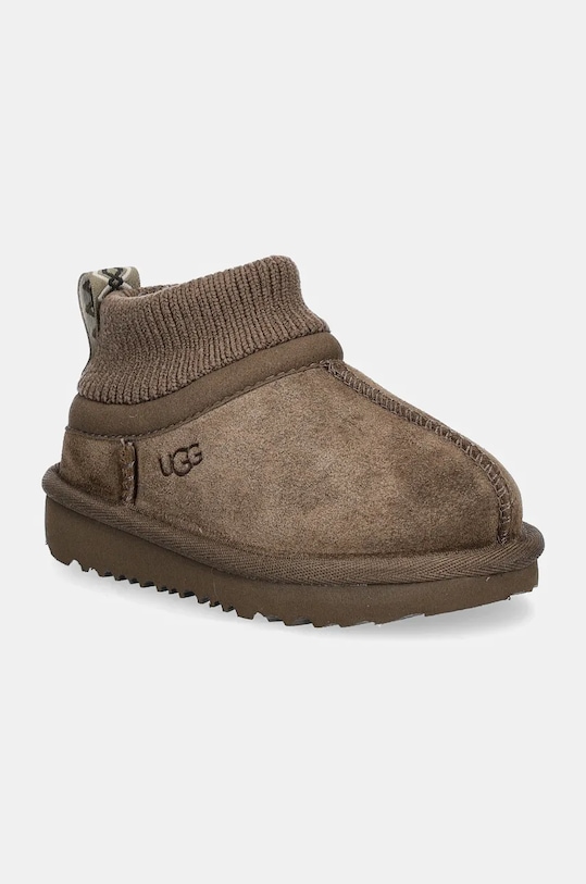 Dětské semišové sněhule UGG CLASSIC ULTRA STRETCH CUFF semišová kůže hnědá 1157702T