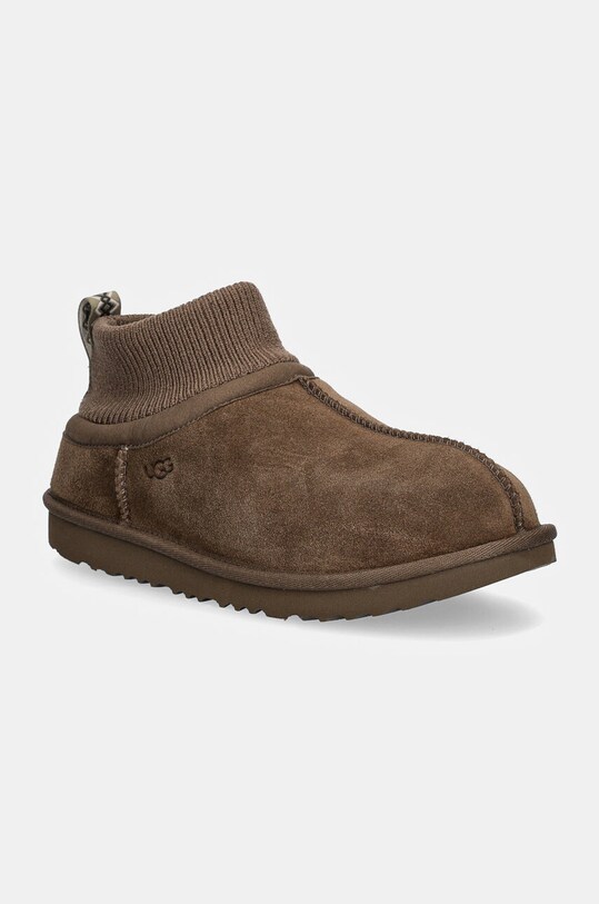 UGG śniegowce zamszowe dziecięce KIDS' CLASSIC ULTRA STRETCH CUFF tekstylny brązowy 1157702K