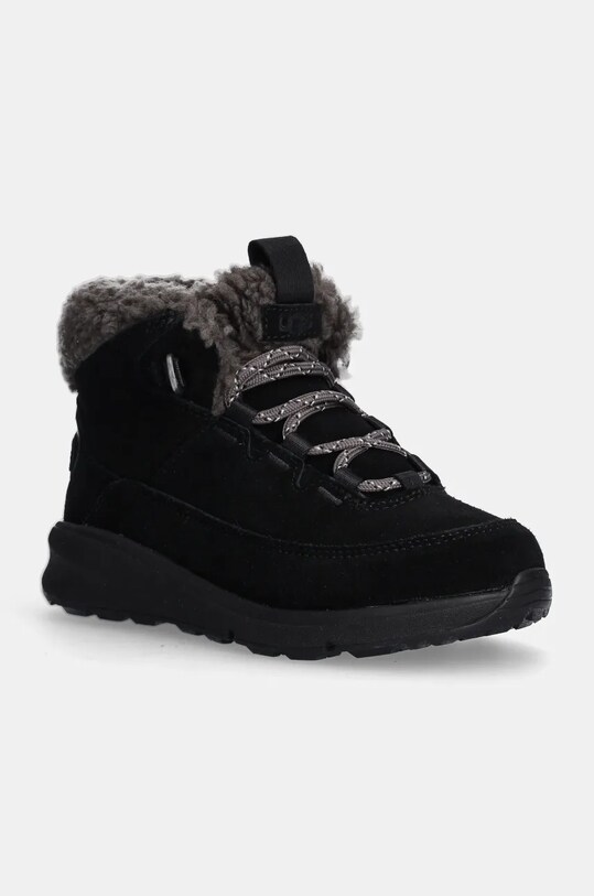 Детские замшевые зимние ботинки UGG TERRETRAIL COZY LACE замш чёрный 1157574K