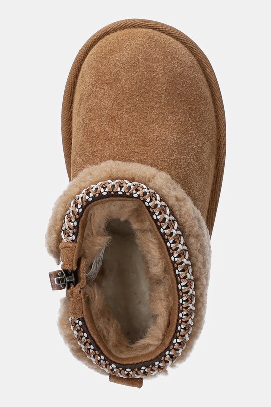 Детские замшевые зимние ботинки UGG CLASSIC ULTRA MINI MAXI CURLY коричневый 1157730T
