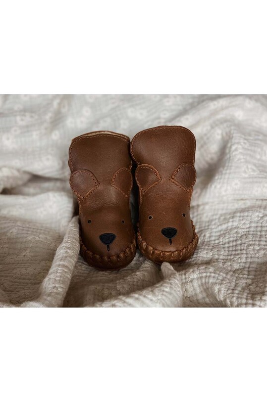 Шкіряні кросівки для немовлят Donsje Kapi Classic Booties Bear 1028001. коричневий