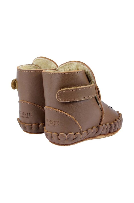 Хлопчик Шкіряні кросівки для немовлят Donsje Kapi Classic Booties Bear 1028001. коричневий