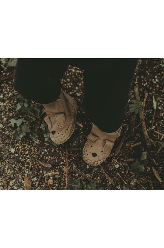 Δερμάτινα βρεφικά παπούτσια Donsje Kapi Classic Booties Dog 1028005. μπεζ