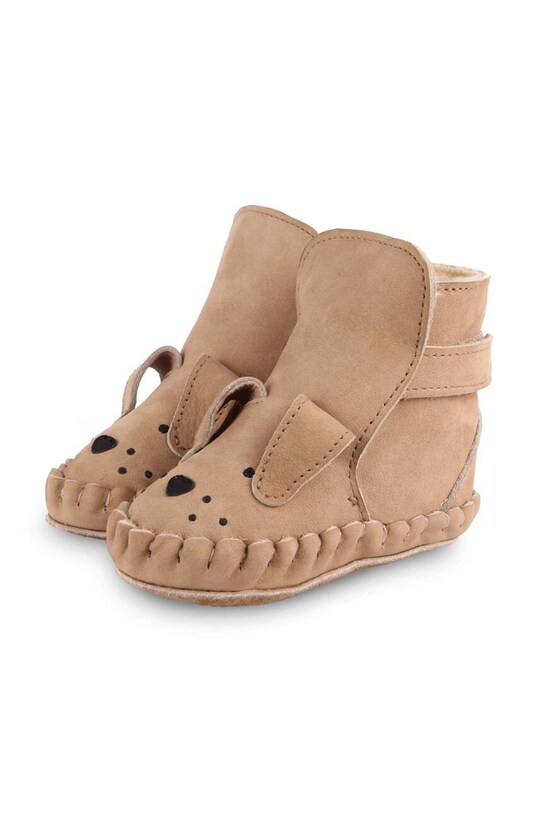 Kožené topánky pre bábätká Donsje Kapi Classic Booties Dog 1028005. béžová AW24